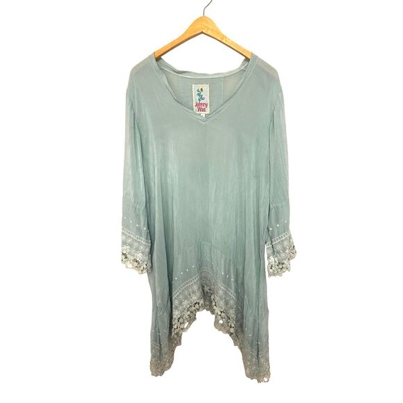 Johnny Was Mint Green Top Flaws . Size: XL - Picture 1 of 2